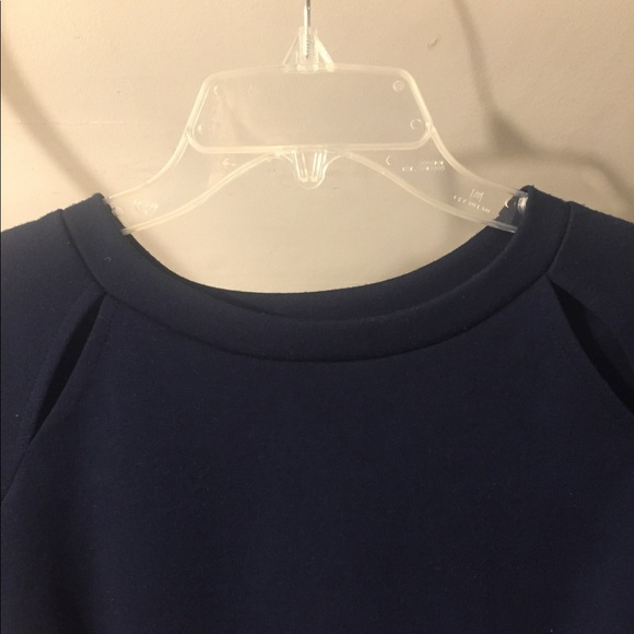 Navy Blue cropped shirt, with collarbone cut outs - Picture 7 of 8